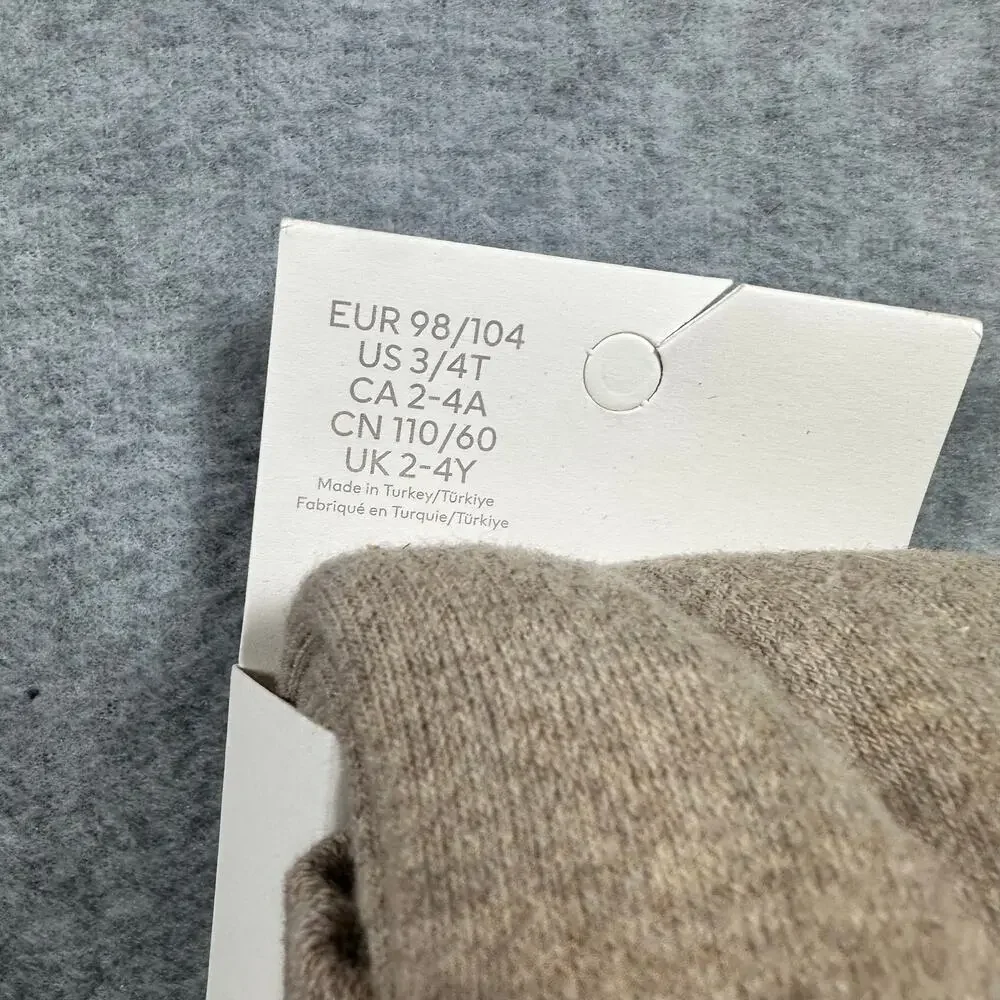H&M Toddler Footless Terry Tights Beige Brown 3/4T NWT